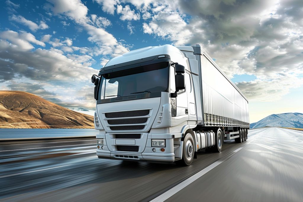 LKW, Fahrzeug, Transport, Straße, Ladung, Transport, LKW, Lieferung, Anhänger, Autobahn, Auto, Fracht, LKW-Transport, Fahren, Geschäft, Industrie, Logistik, Geschwindigkeit, Versand, Natur, Himmel, Container, groß, Fahrer, bewegend